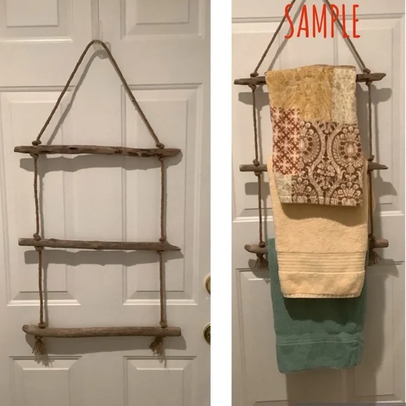 Driftwood Art, Hanging Driftwood Blanket, Towel Holder, Driftwood Coastal Decor - Picture 1 of 8